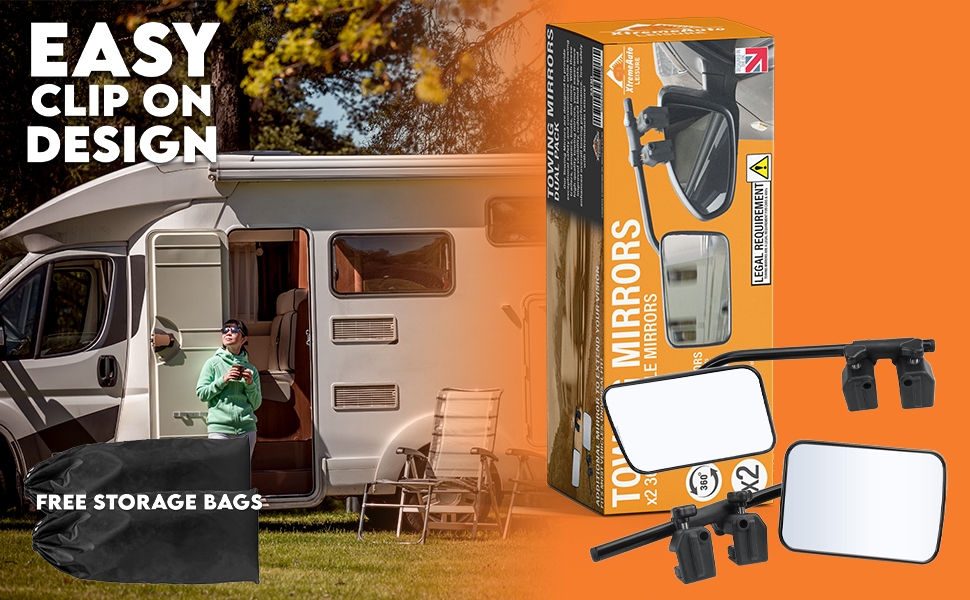 Xtremeauto Caravan Towing Mirrors Universal Wing Mirror Extensions