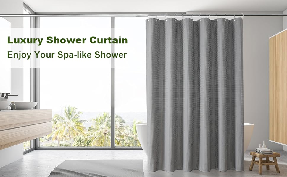 MISS SELECTEX Grey Shower Curtain for Bathroom,Extra Wide
