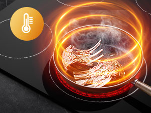 Built-in Ceramic Hob, 4 Zones Electric Cooktop In Black, 6600W Total Output, With Dual & Oval Zone Touch Control Timer Child Lock Gasland Chef CH604BF 16 Ceramic Hob