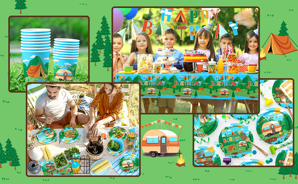 Camping party decorations