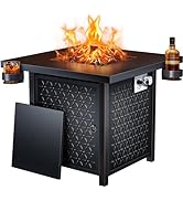 Ciays Propane Fire Pits 32 Inch Outdoor Gas Fire Pit, 50,000 BTU Steel Fire Table with Lid and La...