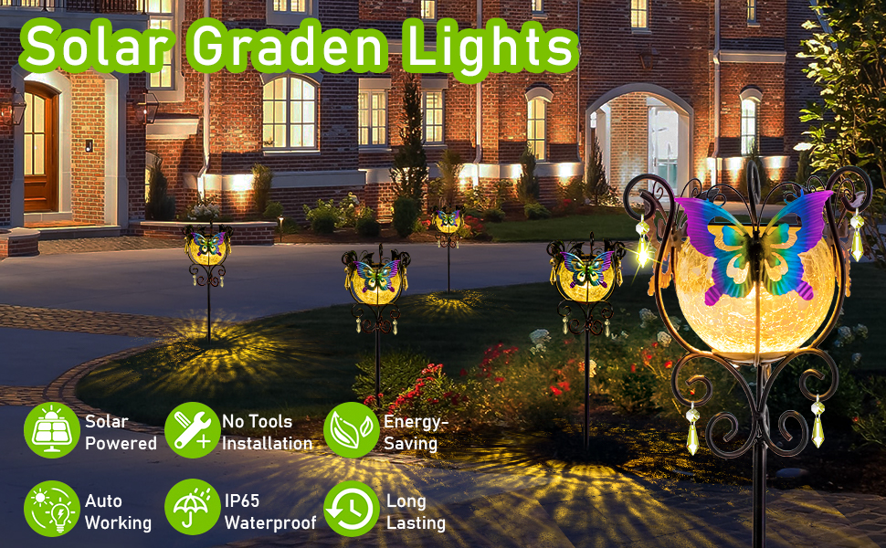 Garden Decor Solar Lights Outdoor, 2pcs Solar Garden