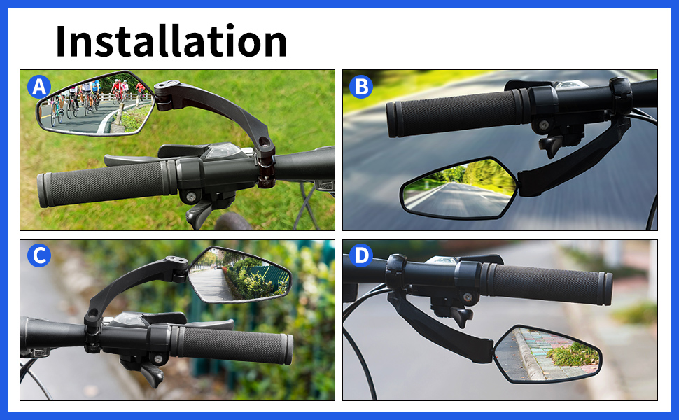 Handlebar Bike Rearview Mirror,HD Wide Angle Bicycle Rear View