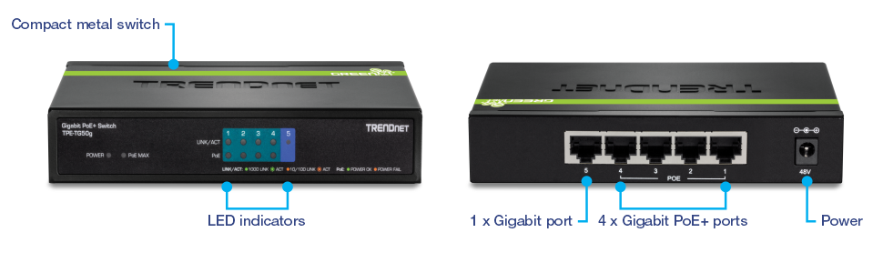 5-Port Gigabit PoE+ Switch