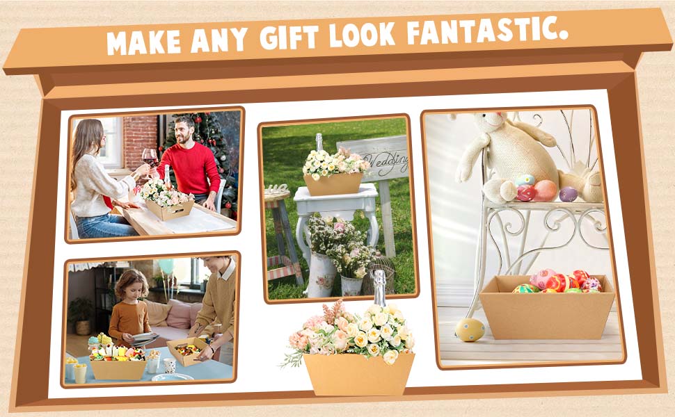 8 Pcs Gift Baskets Empty 12 x 10" Christmas Large Gift