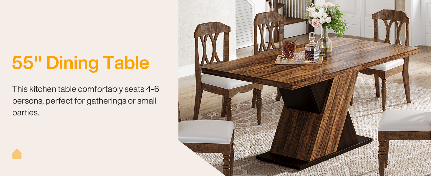 Rectangle rustic brown dining table 