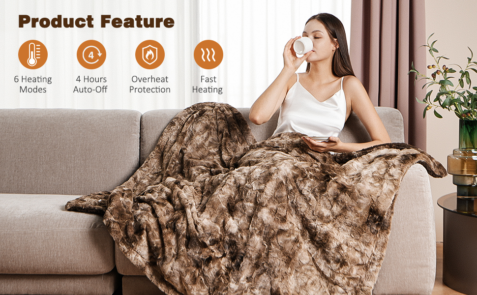 YOKIMISU Heated Blanket Electric Blanket (50x60 inches Faux