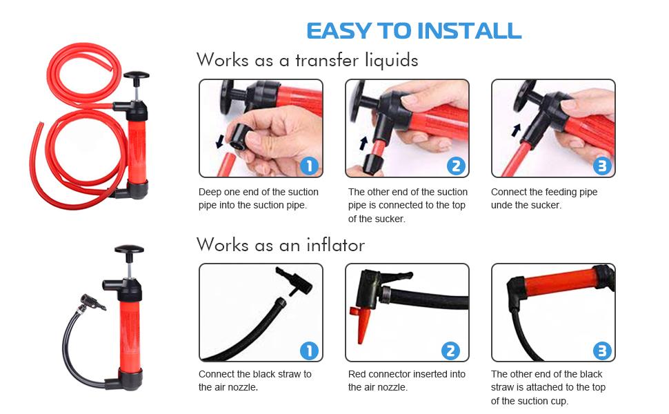 MultiUse Siphon Fuel Liquid Transfer Hand Pump Kit Pump, Tubes