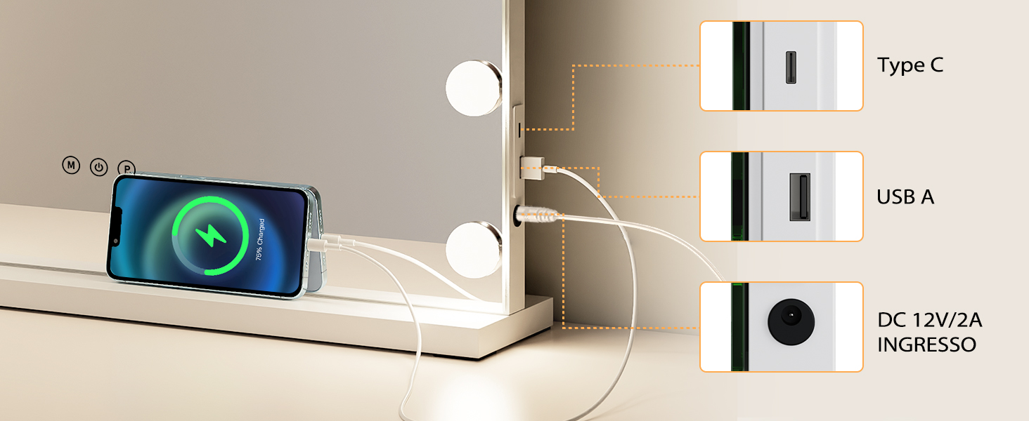 Specchio Trucco Con Luci Specchio con Luci 15 LED, Specchio da Tavolo, Modi, Specchio con Luci