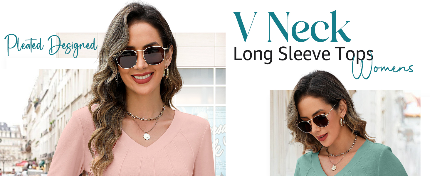 Women's V Neck Long Sleeve Henley Shirts