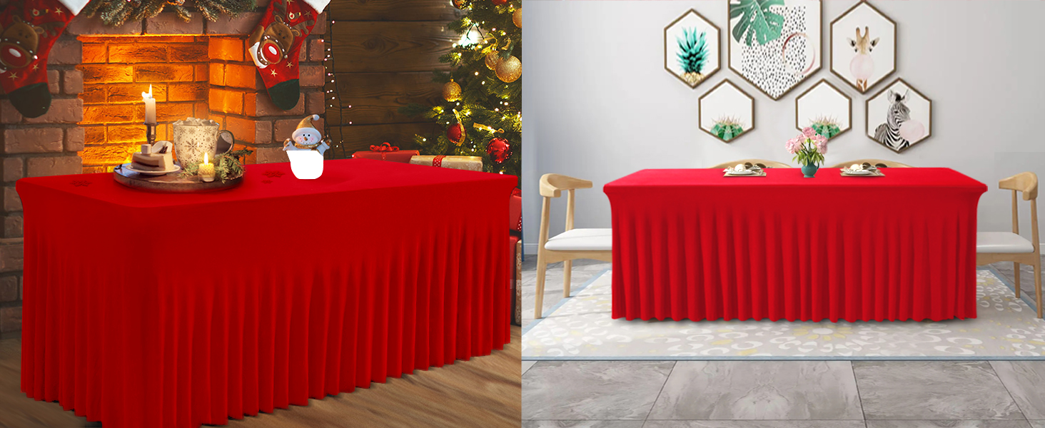 BDDC Table Skirts for Rectangle Tables 8ft OnePiece Red
