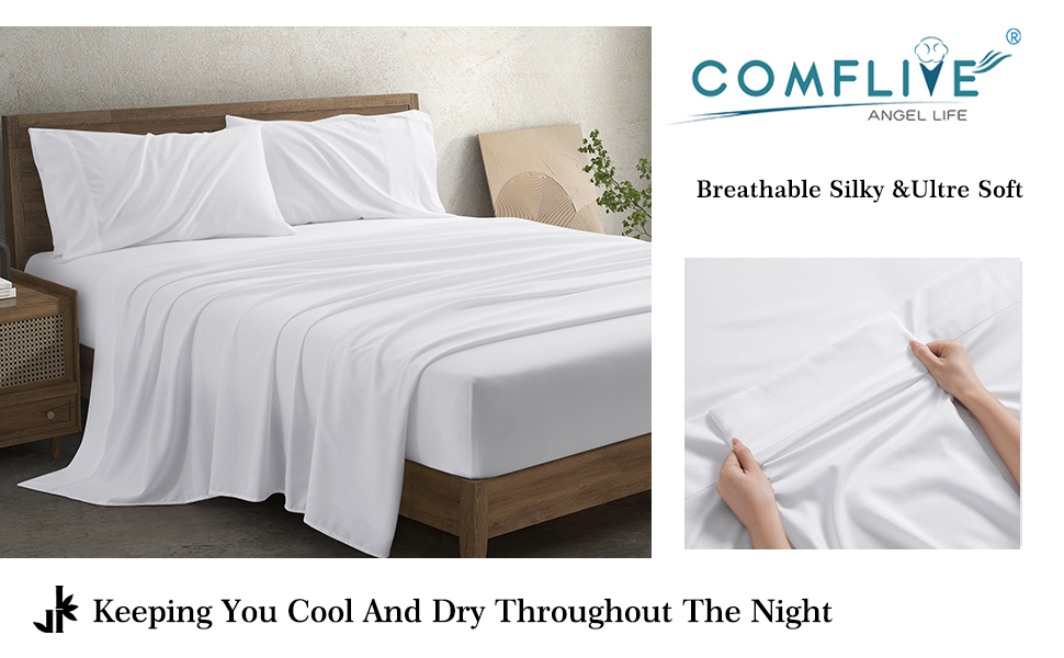 COMFLIVE Bamboo Sheets King Size Bed Sheet Set 100 Viscose from