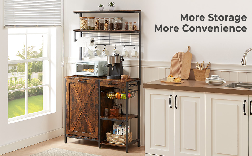 Tatub Farmhouse Coffee Bar with Trash Can Storage & Coffee