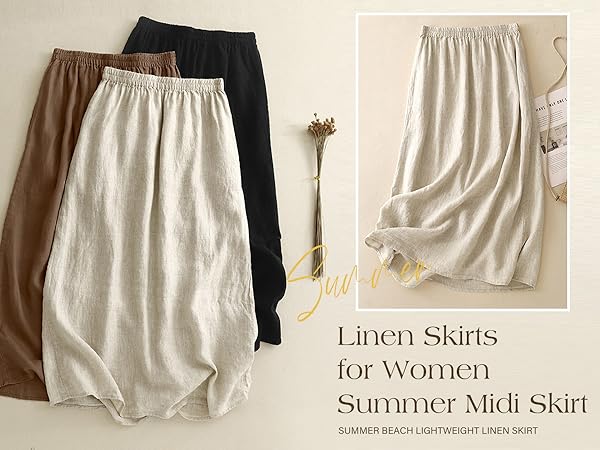Kinghua Linen Skirts for Women 2025 Spring Summer A Line