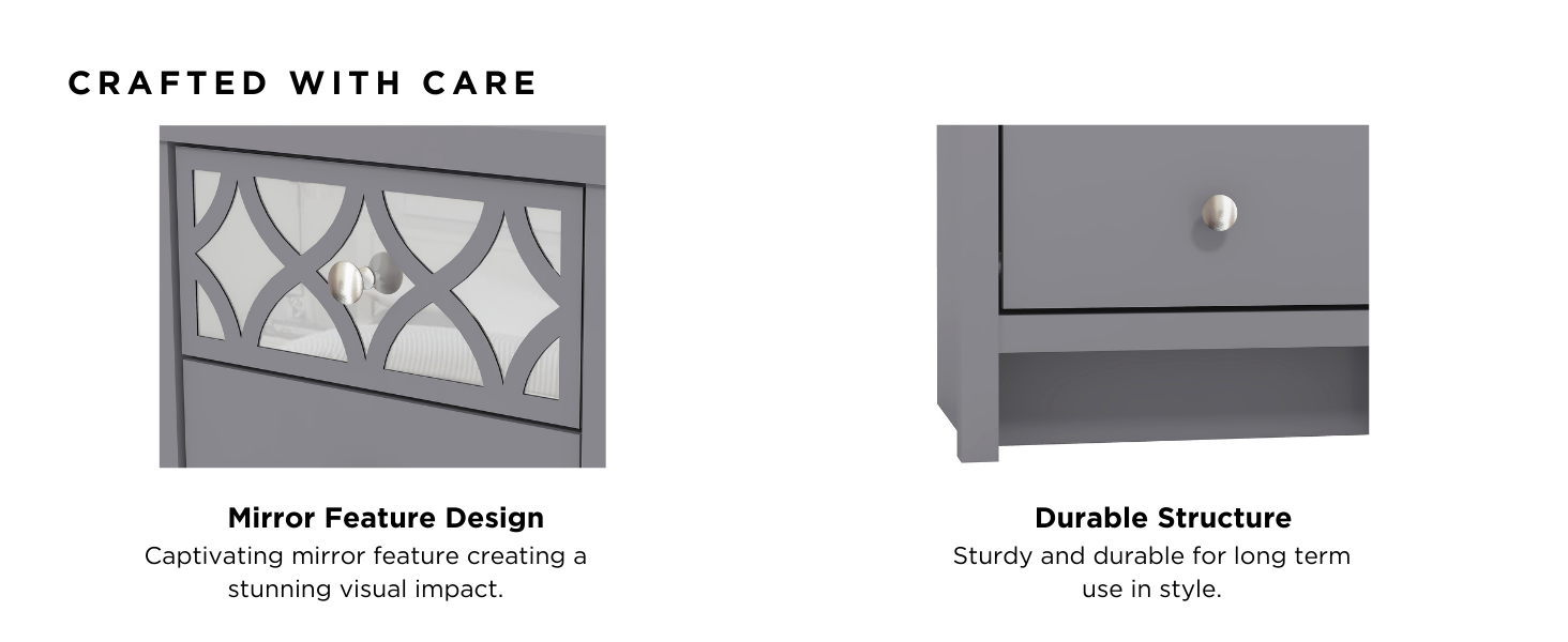 IRIS 3 Drawer Bedside Cool Grey Crafted with Care