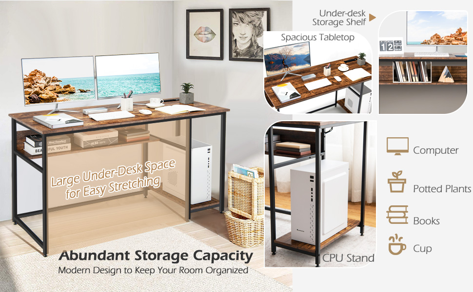 Computer Desk with Power Outlet & USB Ports