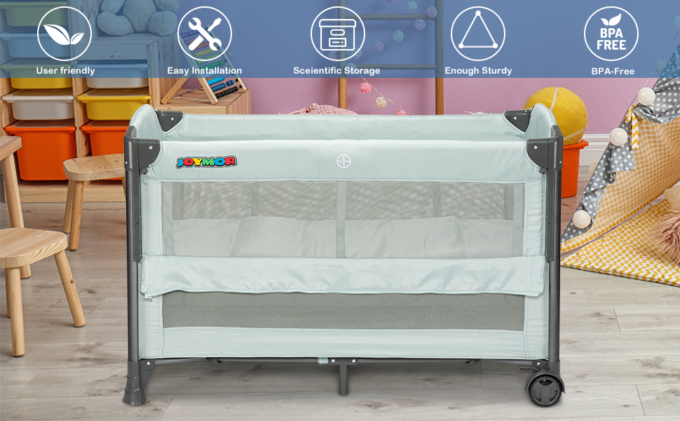 JOYMOR 3 in 1 Baby Bedside Sleeper, Portable Pack
