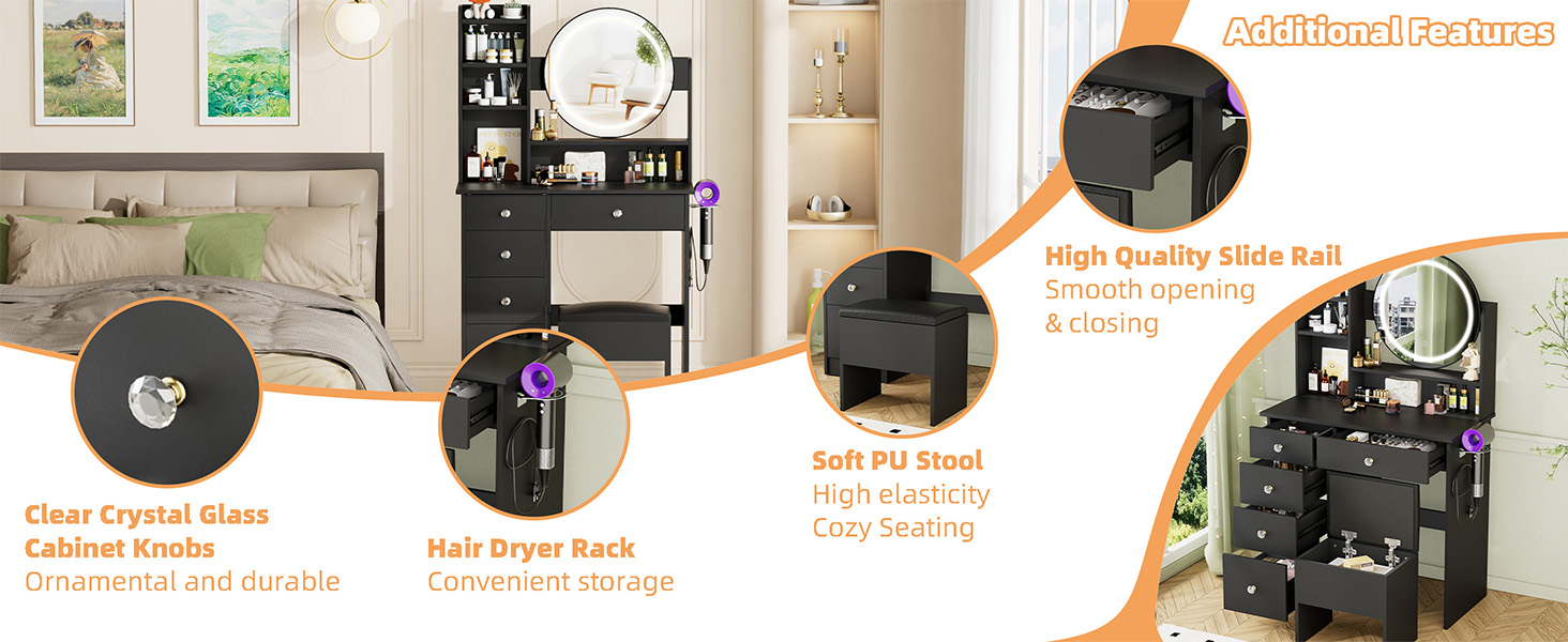 BeeLinny Vanity Desk with Mirror and Lights,Makeup Vanity