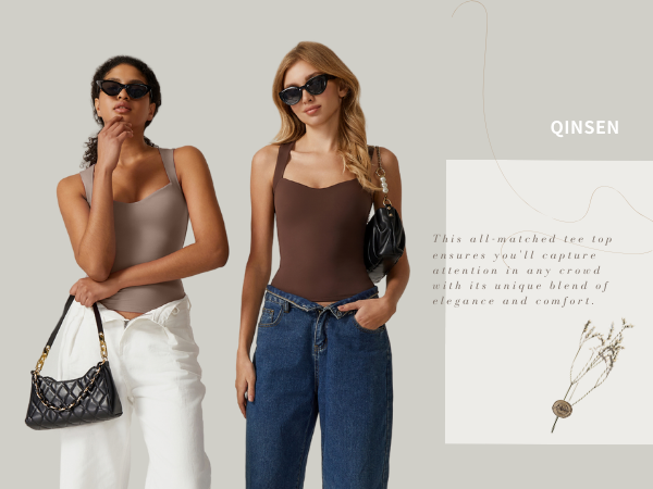 【BEEDEN】　2P CUT TOPS QINSEN Women's Sleevless Crop Top Double Lined Soft