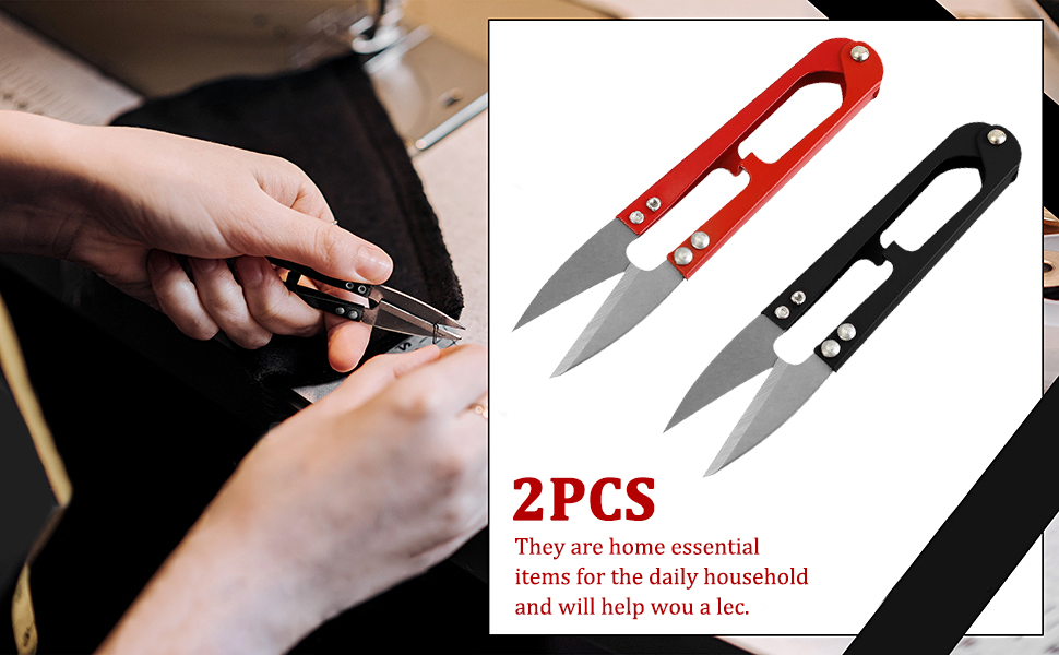 2 Pcs UShaped Sewing Scissors, Metal Mini DIY Trimmer, Plant Leaf