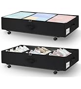 punemi Under Bed Storage With Wheels, 2 Pack Dust-Proof Underbed Storage Containers With Dividers...