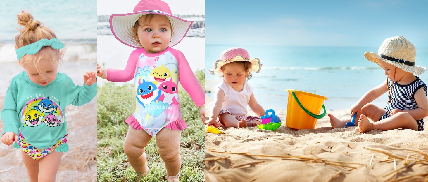 Baby Shark Swimsuit Toddler Swimsuit Girl Shark Top + Shark Swim Shorts