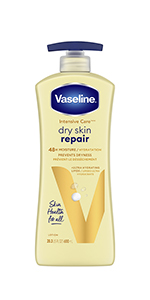 Vaseline Intensive Care Dry Skin Repair Body Lotion 600 ml provides 48h moisture to prevent dryness