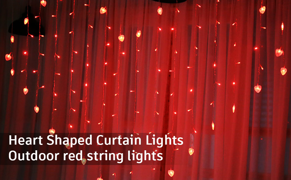 Amazon.com: OSALADI LED Curtain Lights: Heart Shaped Curtain
