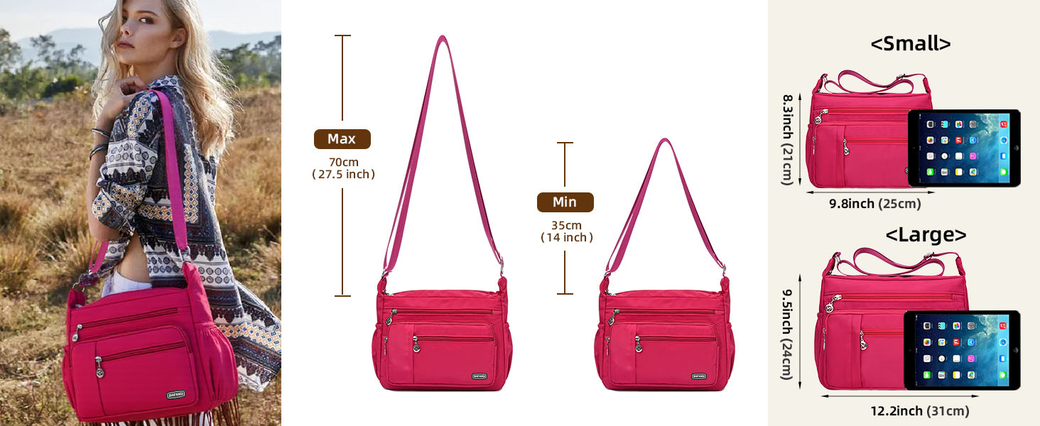 Women Crossbody Purse Roomy Multiple Pockets Bag Ladies Shoulder Handbag Fashion Travel Satchel