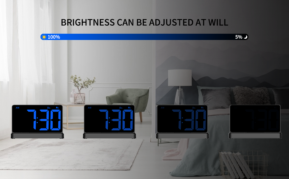 NOKLEAD Digital Alarm Clock for Bedroom Large 6.5’’ LED Display with