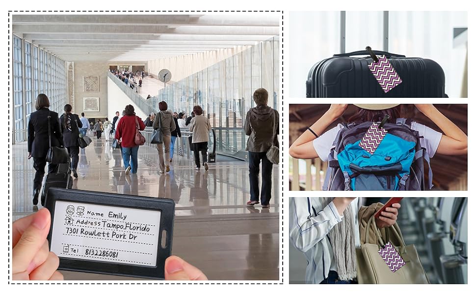 Luggage Tags 2Pcs, PVC Suitcase Labels Striped Suitcase Tags Secure Luggage Labels for Suitcase