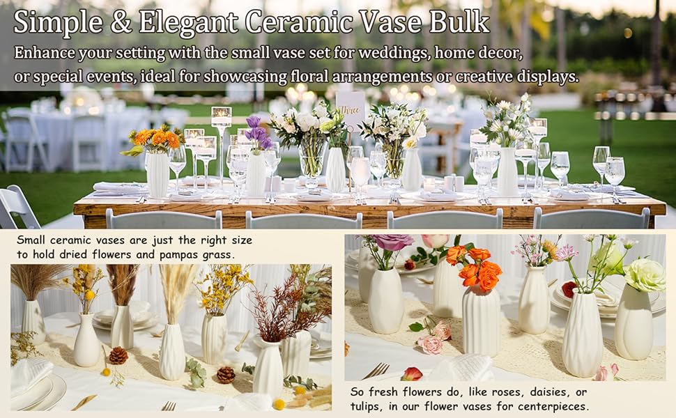 Ceramic Bud Vases Set of 12 White Vases for Centerpiece Small Vase for Flower Mini Ceramic Vase Bulk