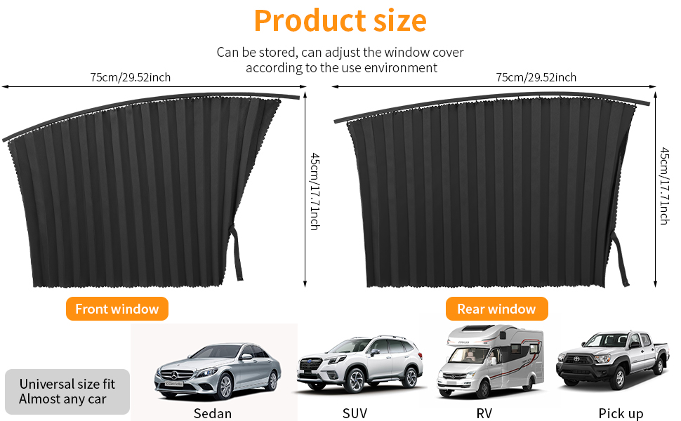 4 Pcs Car Side Window Sun Shades
