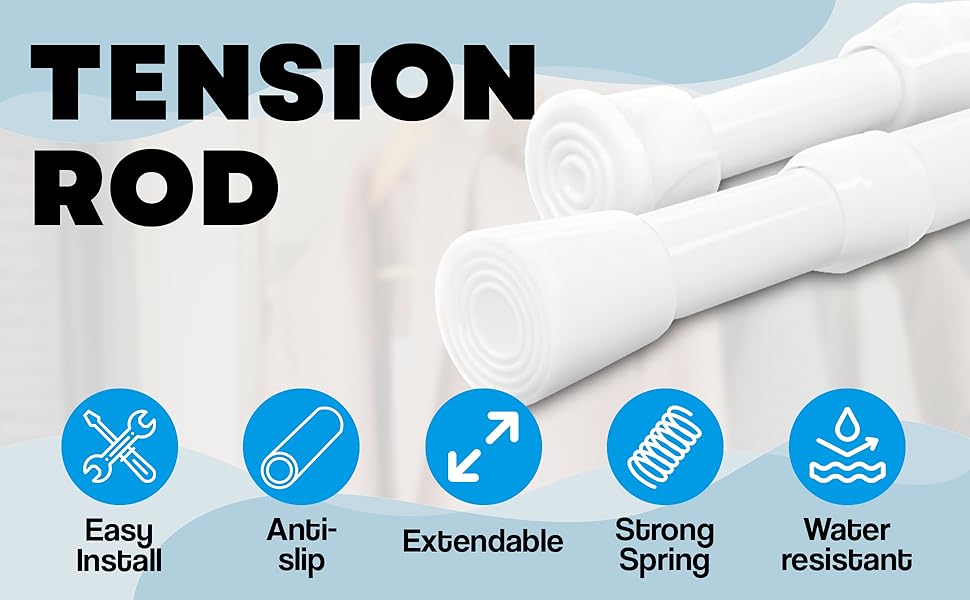 Spring Extendable Telescopic Net Voile Tension Shower