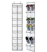 KEEPJOY Over the Door Shoe Organizer, Hanging Shoe Organizer with 4 Hooks, Shoe Holder with 14 Me...