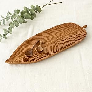 Amazon.co.jp: Wood Collection 木製プレート お皿 リーフ トレイ