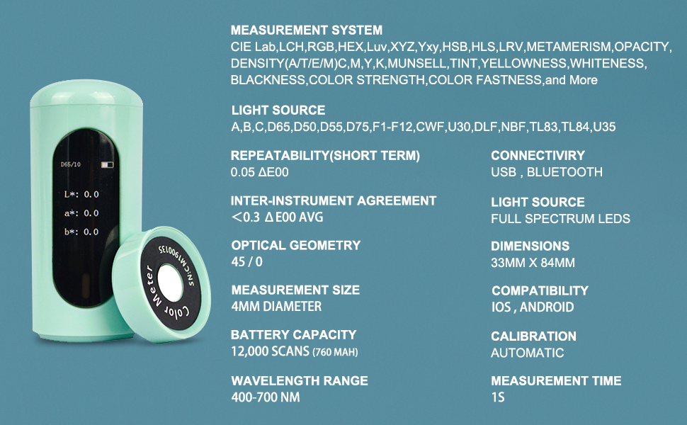 VINCKOLOR PRO color sensor technical specifications