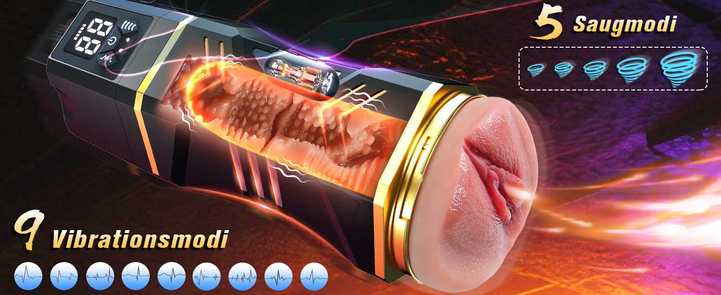 Der Text lautet „Sougayilang“ mit der Angabe „7 Vibrationsmodi“. Das Produktbild zeigt Ausrüstung für den Fischfang mit farbenfrohen Lichteffekten und Modusanzeigen.