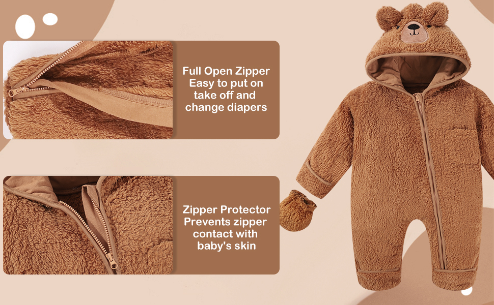 Newborn Baby Snowsuit Bear Onesie Suit