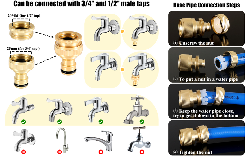 Garden Hose Reel Hose Connection Kit—Garden Hose with 2 Brass