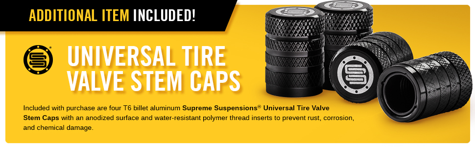 Supreme Suspensions Tire Valve Stem Caps VC1 Added Value Item Banner