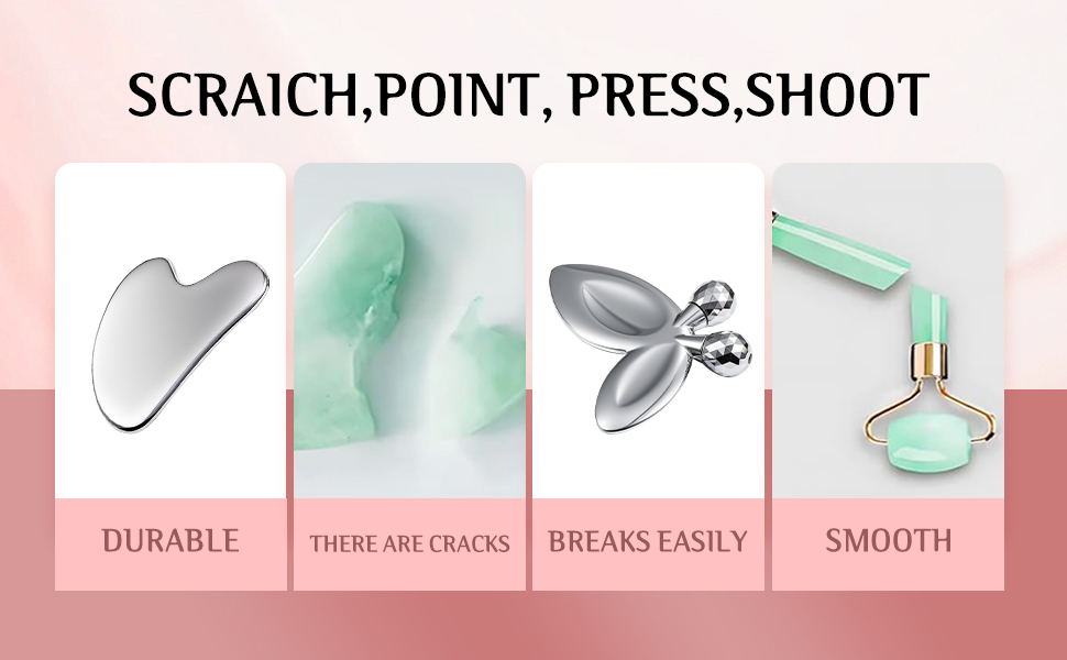 Gua Sha Facial Tools and Face Roller Set