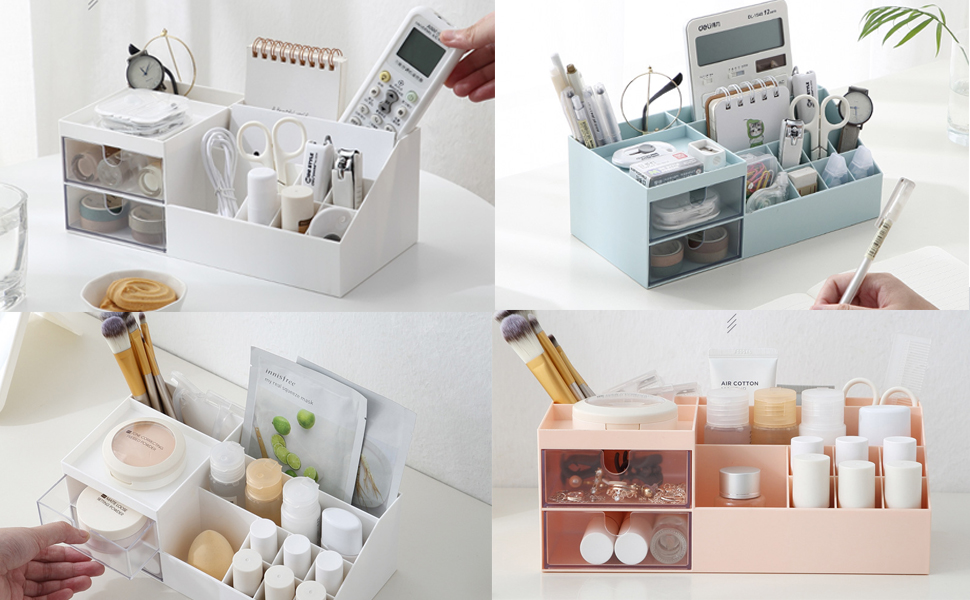 Office Supplies Desk Organizer Caddy with 2 Drawers and10