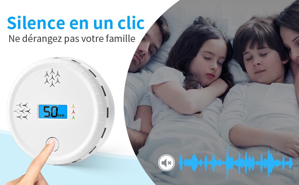 Appareil circulaire blanc avec affichage numérique affichant 50 points, à côté d'une image de deux personnes assises dans leur lit.