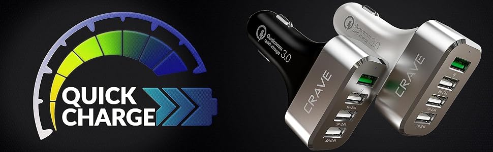 car charger 4 port quick charge fast charge rapid charge car truck boat 12V 18v 24v charger phone