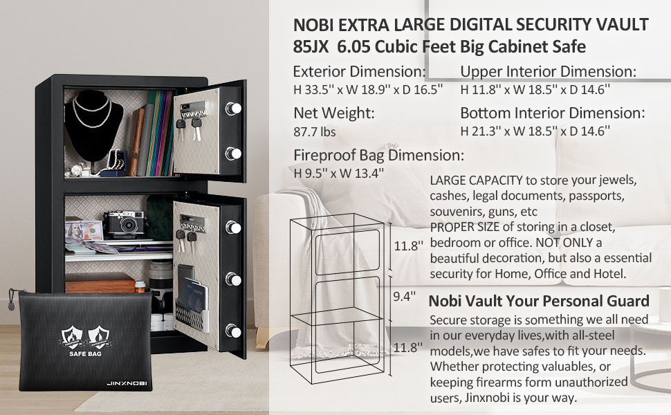 JINXNOBI Extra Large Double Door Security Safe Box,6.1 Cubic Feet Home
