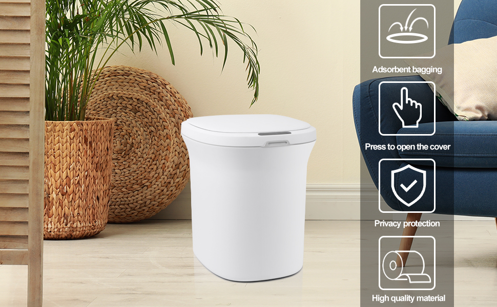 ADHOME Touchless Bathroom Trash Cans, Waterproof Motion
