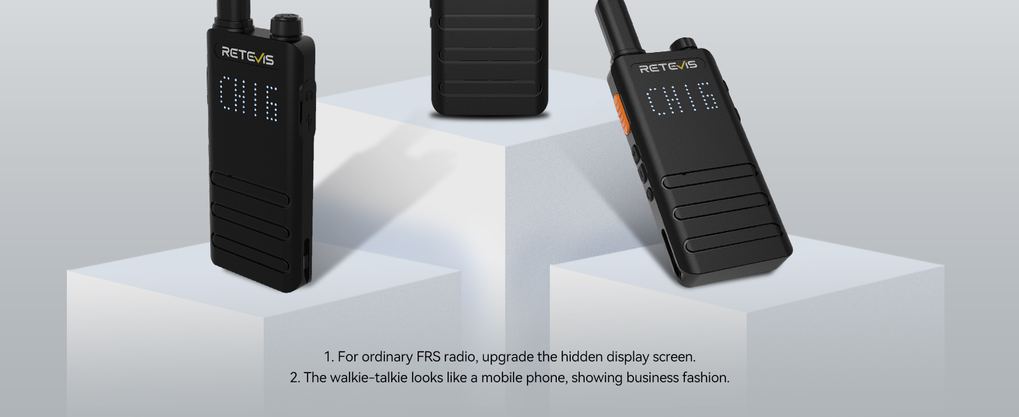 (3nd Gen RT22) Retevis B3H Walkie Talkies, Ultra Slim, 2 Way Radio with Earpiece, 6 Way Multi Unit Charger, 1620 mAh Battery, LED Display, Business Two Way Radio for Retail Store (6 Pack) 12 FRS radio