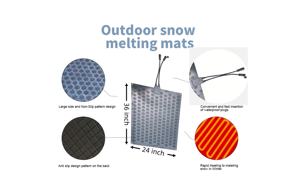 EHRJDWXSnow Melting Outdoor Entrance Mats,Superior Rubber Heating Mats