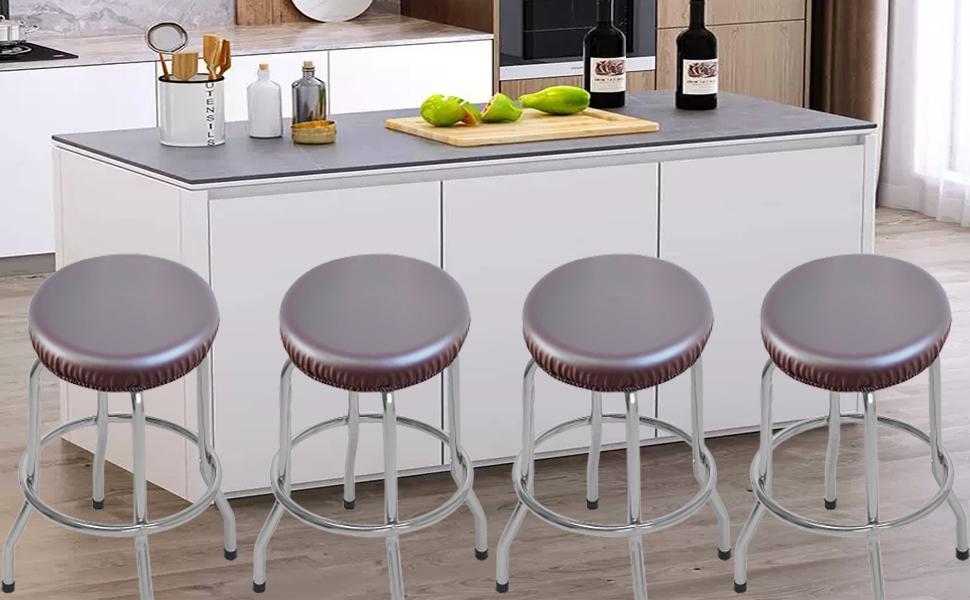 Stool Covers Round,2 Pack Stretch Waterproof PU Round Bar